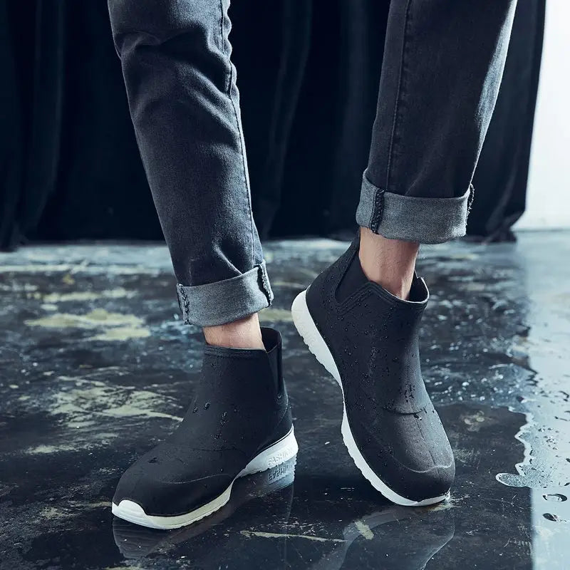 New Fashion Men's Rain Boots Rubber Boots Platform Ankle Boots 2025 Summer Slip on Couples Booties Men Work Shoes Botines Mujer