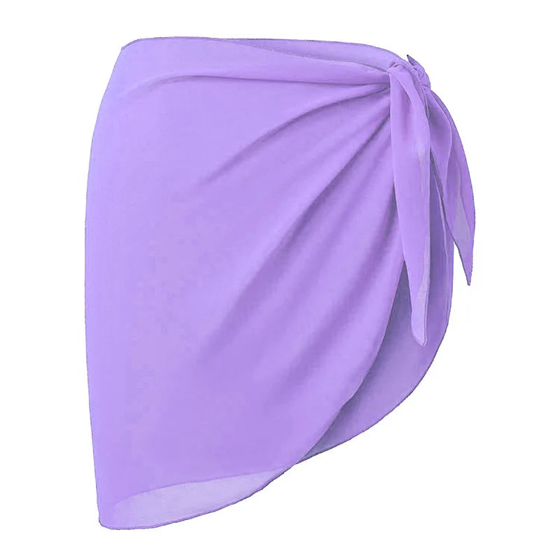 Short Sarong Skirt Chiffon Beach Coverup Scarf Wrap For Women Swimsuit Cover Short Beach Wear