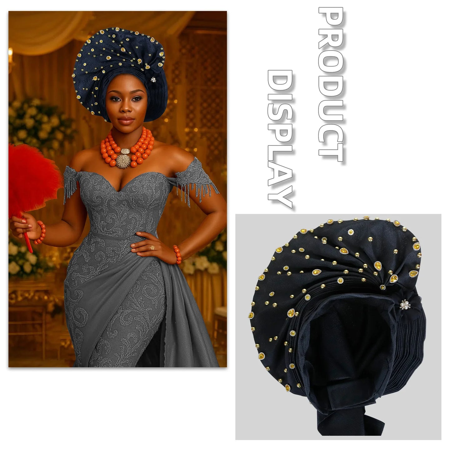 Luxury African Headscarf Wedding Party Auto Gele Headties Already Made Turban Cap for Women Nigeria Bonnet Hijab Head Wrap Hat