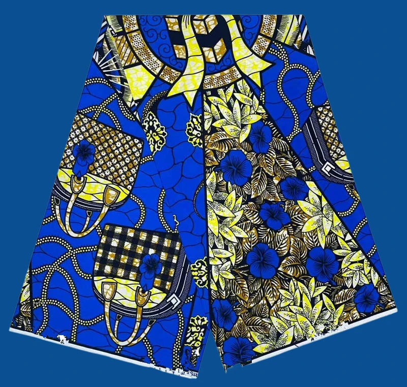 2025 Fashion Veritable African Wax Pagne Wax  100% Cotton Batik Tissu Wax Loincltoh Nigerial Dress 6yards for Sewing YG5-110-1