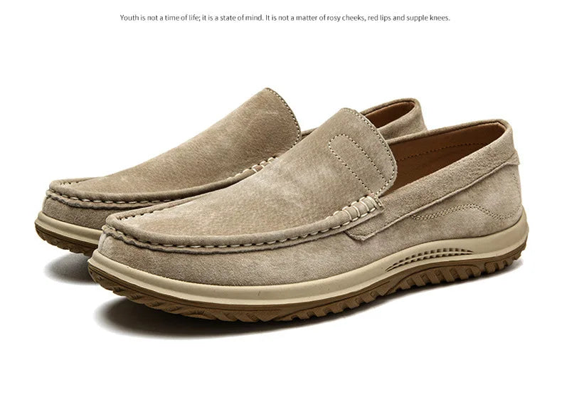 Men's Suede Casual Leather Shoes Fashionable Breathable Comfortable Driving Shoes Men Shoes