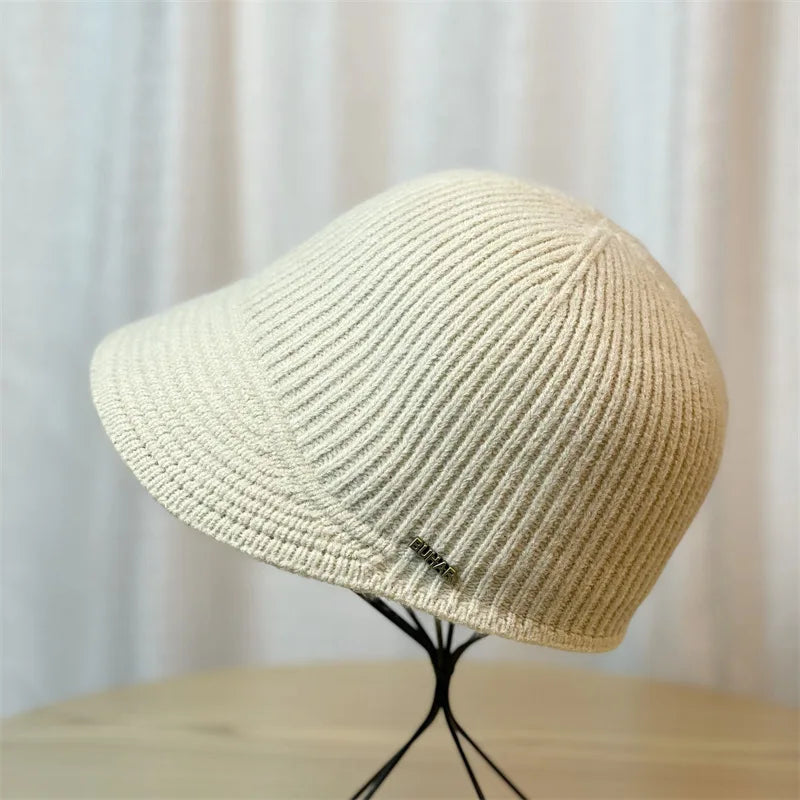 Winter Knitted Baseball Cap for Women's Caps Designer Head Solid Color Women's Knitted Hat Outdoor Casual Equestrian Hat Female BAZAARHUBO