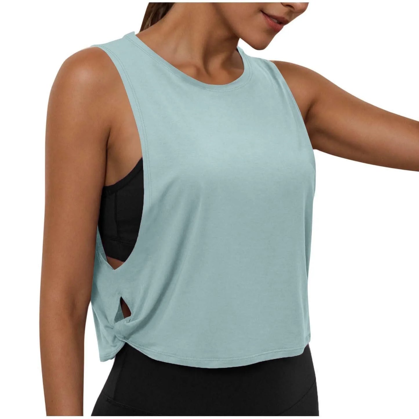 Women Sleeveless Yoga Top Breathable Gym Vest Tank Crop Top Running Tee