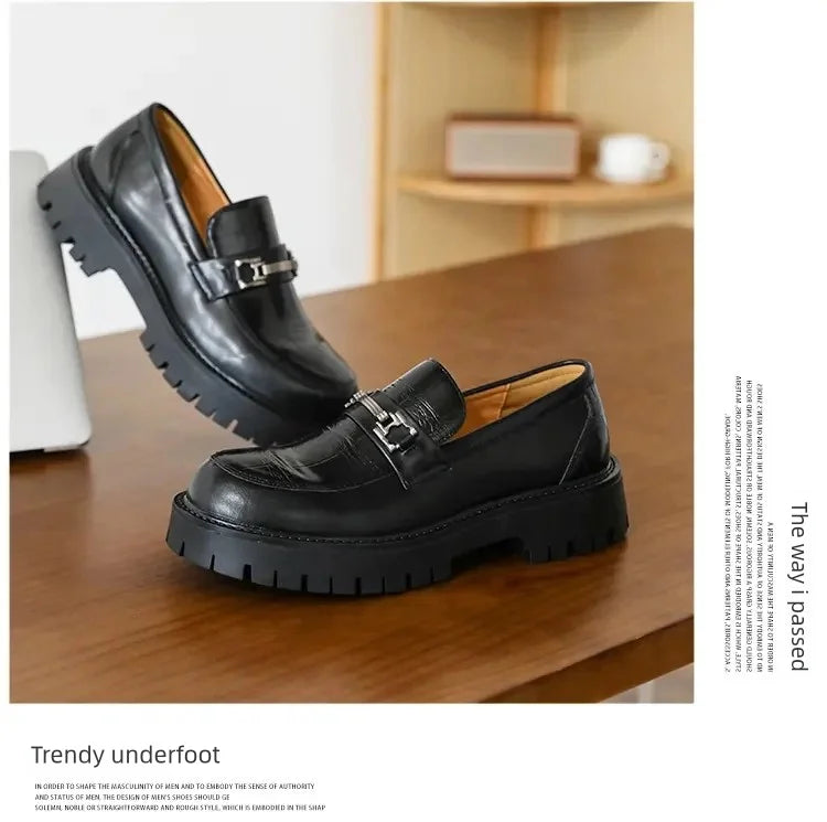 Business Men Thick-soled Loafers Black Brown Men One-foot Anti-slip Wear-resistant Business Social Shoes Brand Shoes Men 38-46