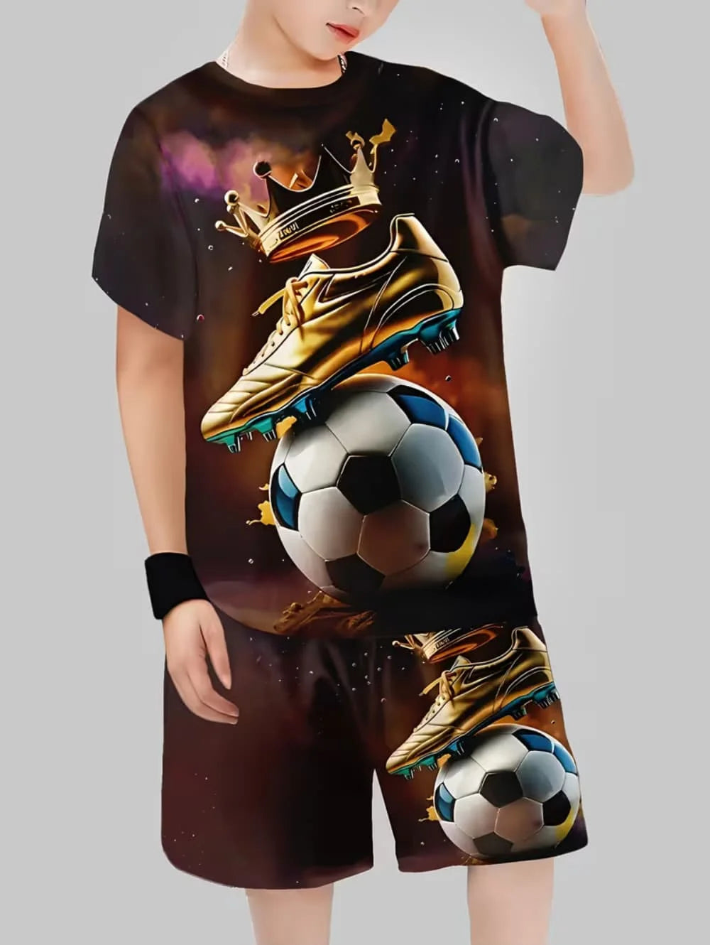 2026 Summer Children's Sports Set Football 3D Print Soccer Jersey Sets for Children Quick-Dry T-Shirt Shorts Children's Clothing