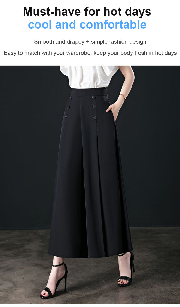 Women's Nine Loose Skirt Pants Draped Wide Leg Pants Spring Cool High Waist Slim Fashion Big Leg Pants Street Lounge Trousers
