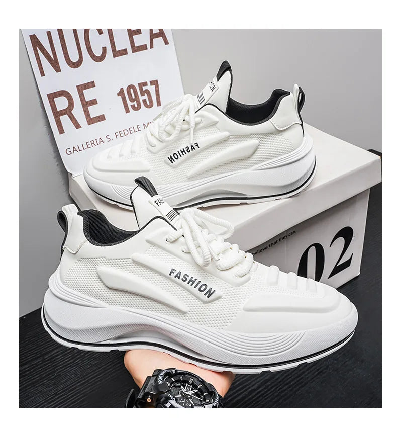 Summer 2026 Men's Thick Sole Sneakers Breathable Casual Running Shoes Streetwear Lightweight Trendy Footwear