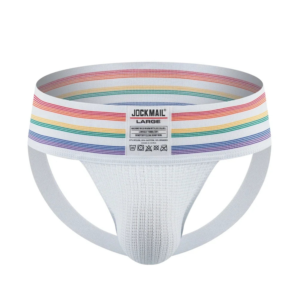 JOCKMAIL Men Athletic Supporters Jockstrap Thongs Mens Underwear  Underpants Bikini  3" Elastic Waistband  Hombre Panties