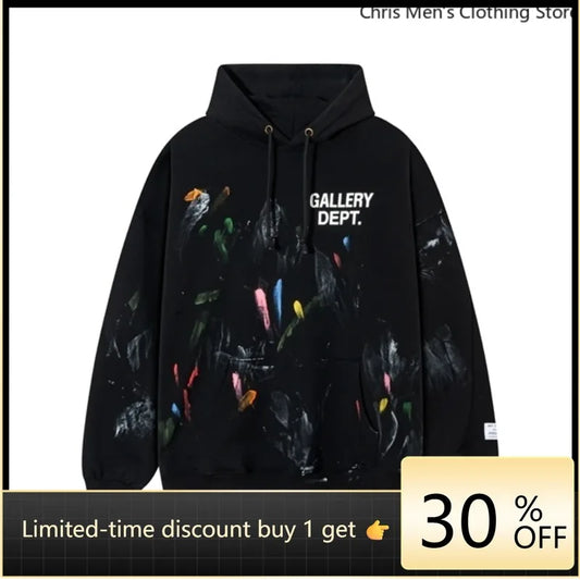 Autumn Trendy Men's Long Sleeve Thermal Hoodie Streetwear New High Street Loose Fleece Hoodie Letter Print Casual Sweatshirt