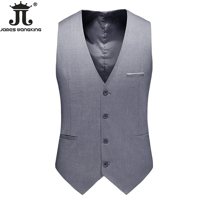 M-6XL Luxurious Fashion High-end Solid Color Men's Official Business Casual Suit Vest Groom Wedding Dress Party Male Waist Coat