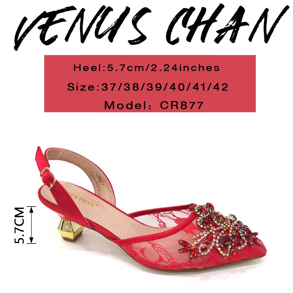 African Fachion Evening Shoes And Matching Bags Italian Design Ladies Diamond Bag High-Heeled Pointed Toe Women's Shoes