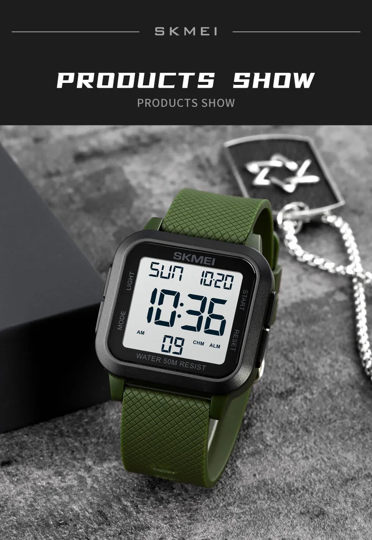 SKMEI Sport Watches Mens Alarm Countdown Clock Male 5Bar Waterproof Military Back Light Shockproof Calender Digital Wristwatch
