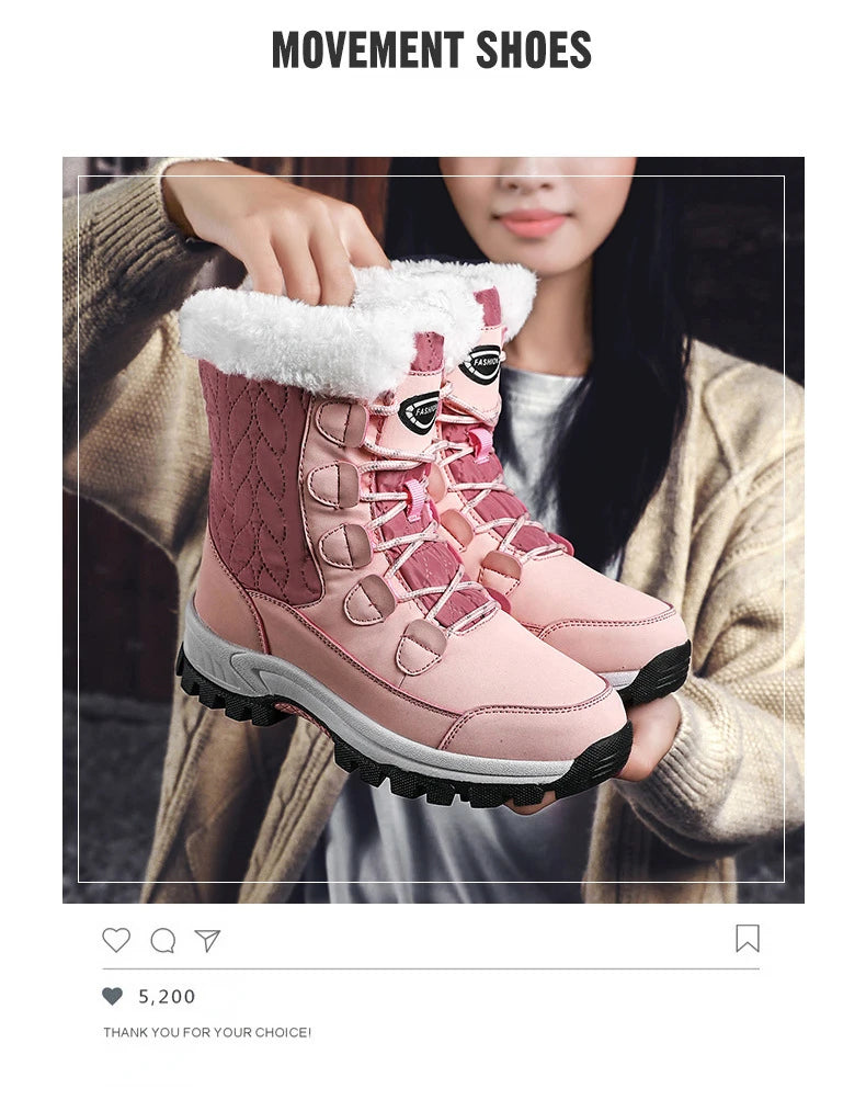 Winter New Women's Boots Plush Warm Women's Snow Boots Outdoor Non-slip Sneakers High Quality Waterproof Women Boots Botas Mujer