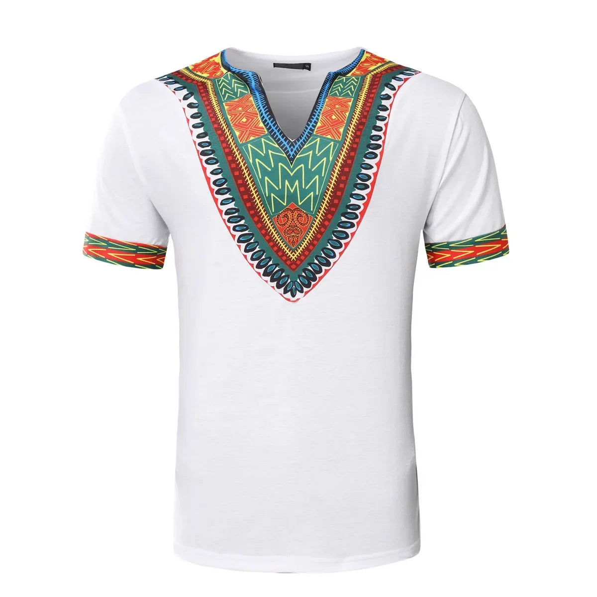 2026 Men's African Traditional Clothing Men Dashiki Short Sleeve T-shirt Fashion V-neck Printed Ethnic Style Casual Tops for Men