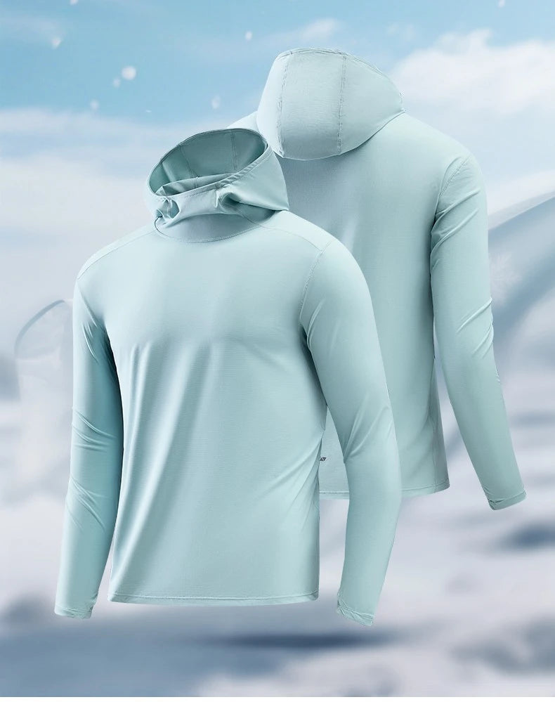 Lightweight Hooded Long-Sleeve Top for Outdoor Sports: Sun Protection, Breathable, Moisture-Wicking, Elastic Unisex