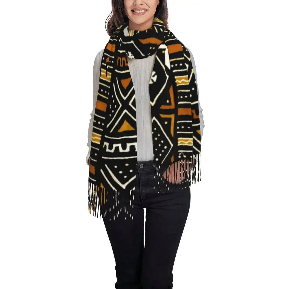 Custom Printed African Bogolan Scarf Men Women Winter Fall Warm Scarves Africa Ethnic Tribal Art Shawl Wrap