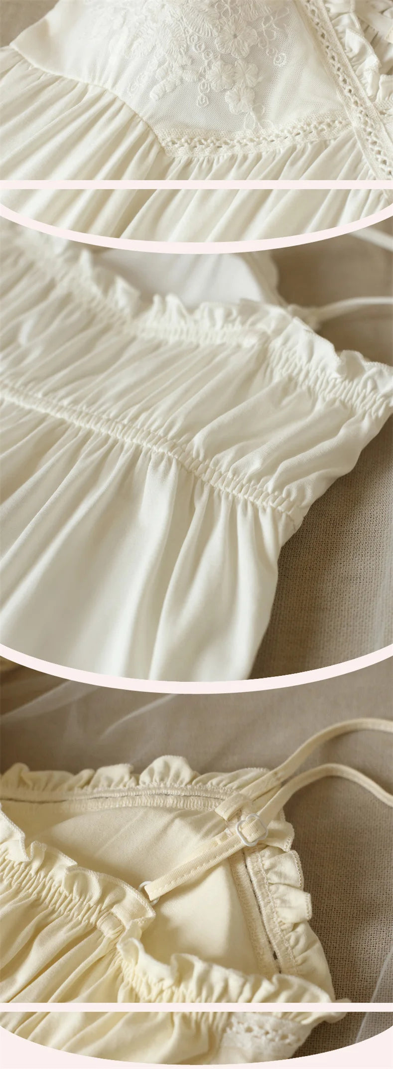 Summer New Sweet Palace Embroidered Lace Knitted Cotton Small Sexy Sling Lace Nightdress Princess Pajamas