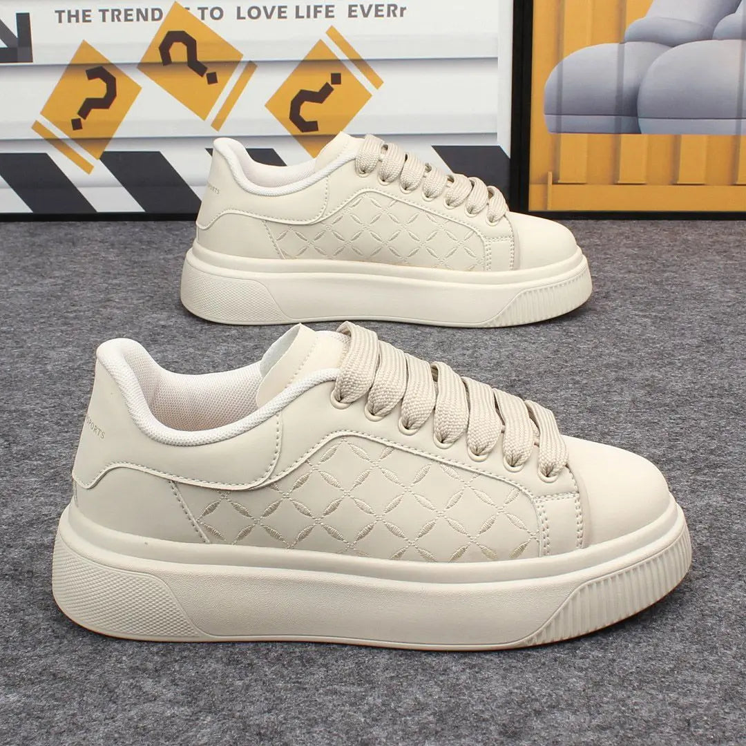 Men's Shoes 2025 Autumn Comfortable Platform Casual Sports Shoes Thick Soled Lace Up Anti Slip Outdoor Fashion PU Leather Shoes