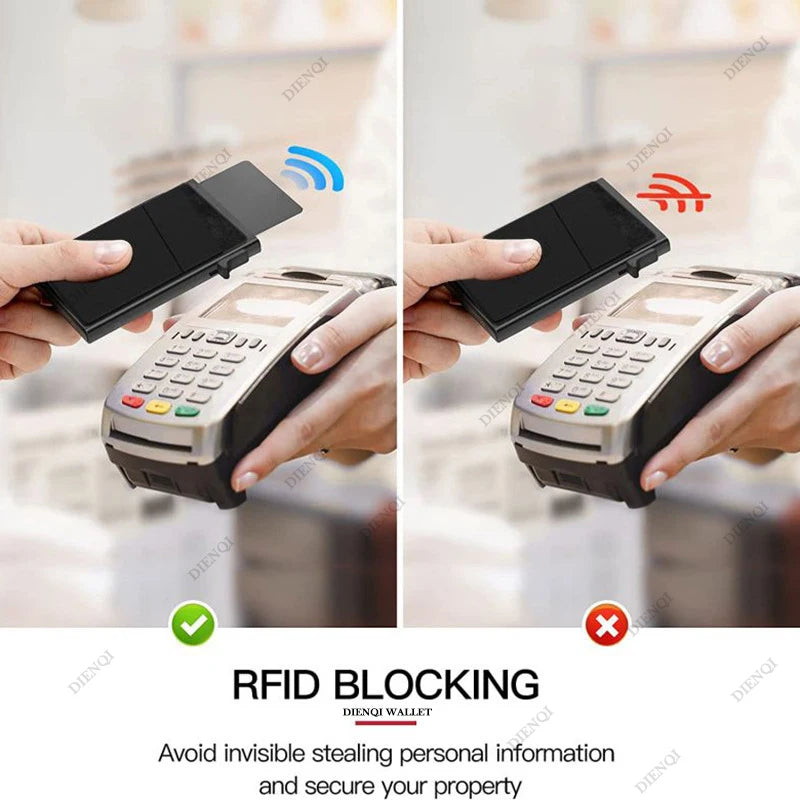 DIENQI Anti-theft Card Protectors Card Holder Minimalist Smart Wallet RFID Protection Aluminum Metal Cardholder Case Porte Carte