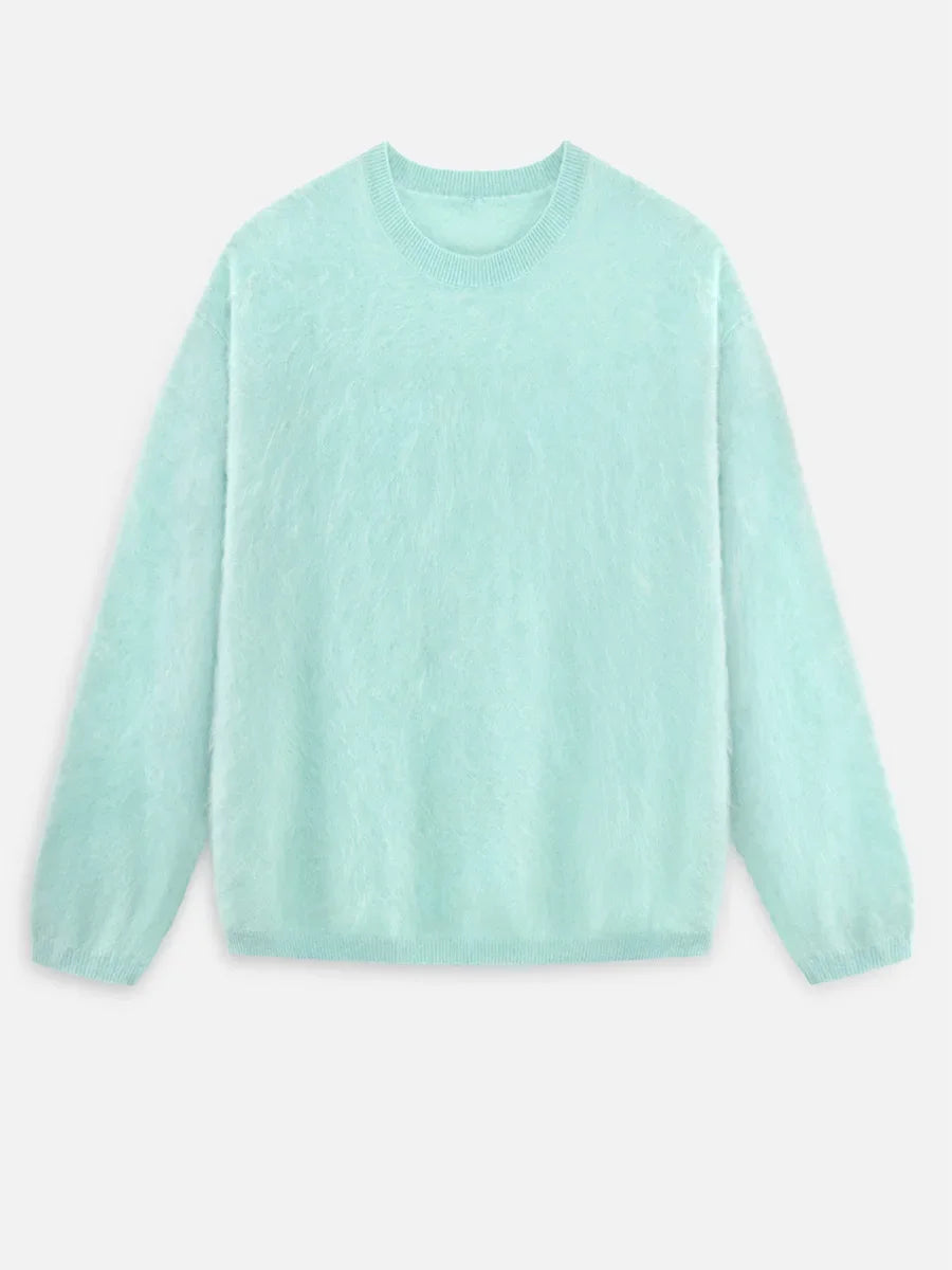 Blubelle Women's Autumn Winter Solid Color Knit Sweater O-Neck Long Sleeve Loose Fit Casual Relaxed Fashion Pullovers