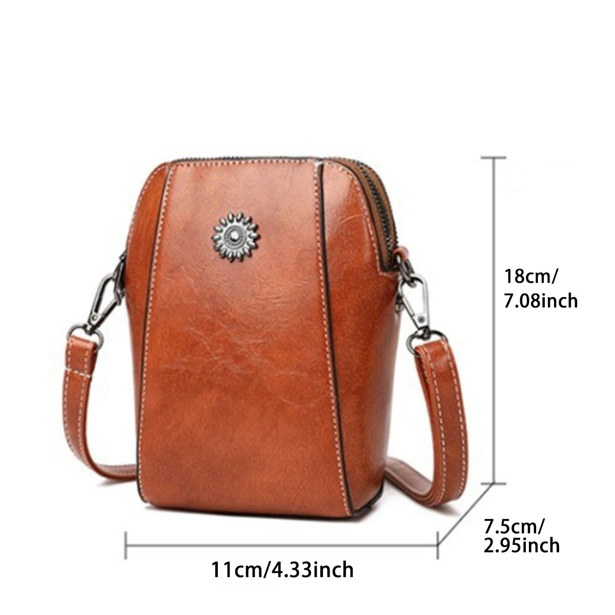 Ladies' Fashionable Soft Leather Single-Shoulder Bag, Trendy Vertical Design Crossbody Bag, Portable Phone Storage Bag