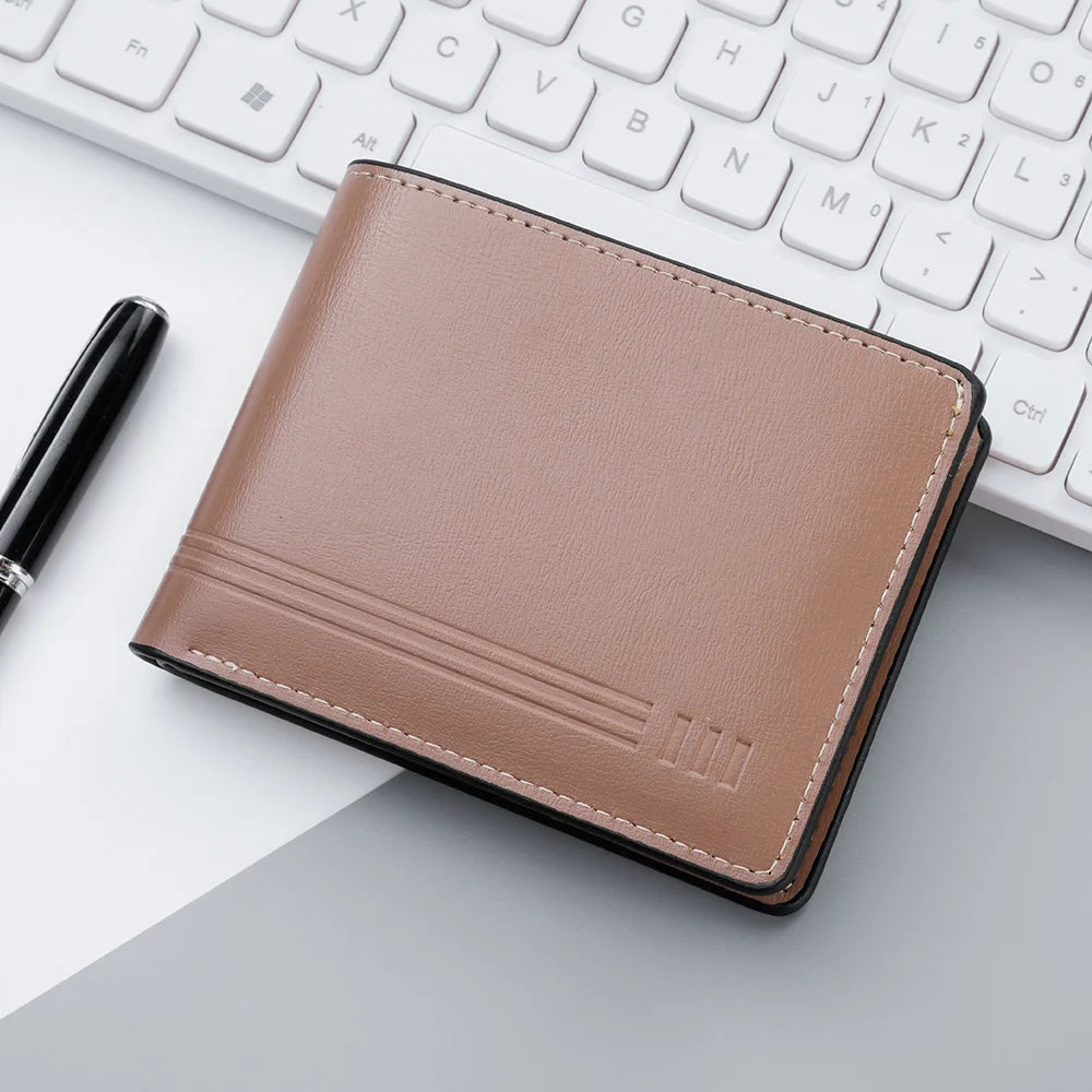 Men's Business Retro Short Wallet PU Leather Zipper Coin Purse Multi-Slot Multi-Functional Men's Wallet