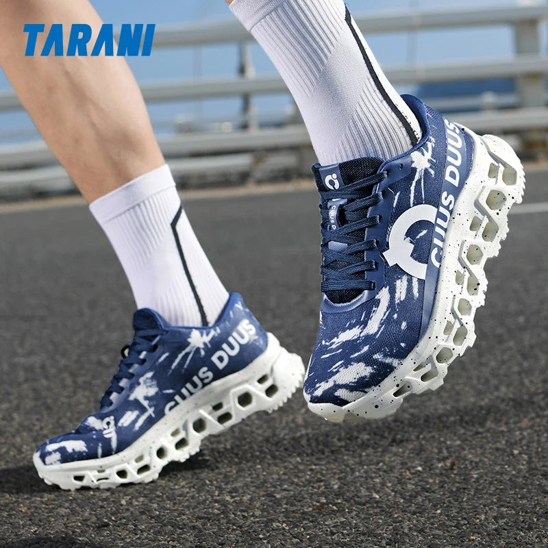 Running Shoes for Men Women Hollow Perforated Cushion Shock Absorbing Outdoor Hiking Sneakers Casual Chunky Walking Trainers