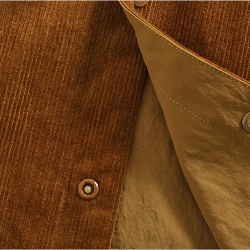Reversible A+B fabric outdoor functional cargo jacket men's loose pocket lapel retro American casual jacket