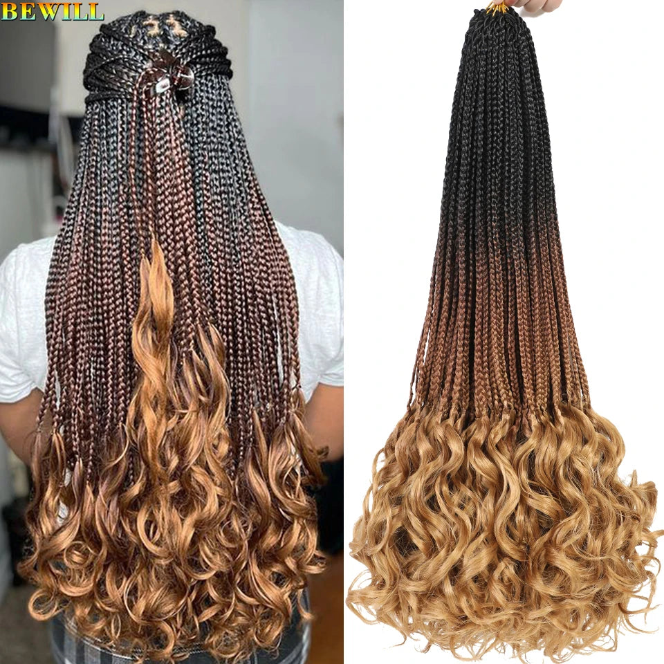 14 18 24 Inch French Curl Crochet Braids Boho Goddess French Curl Box Braids Crochet Hair Synthetic French Curly Braiding Hair