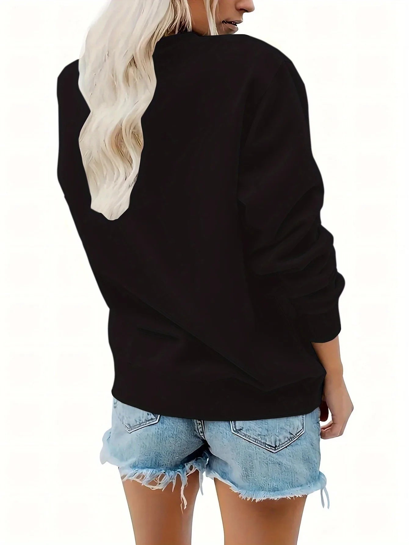 Women's Casual Heart Print Pullover Sweatshirt Geometric Design Long Sleeve Round Neck Machine Washable Regular Fit for Autum