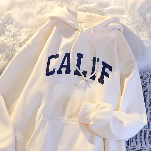 Women Hoodies Oversized Drop shoulder Fashion Loose Fleece Autumn Winter Printed Letter Pullover Aesthetic Sweatshirts 2025 New