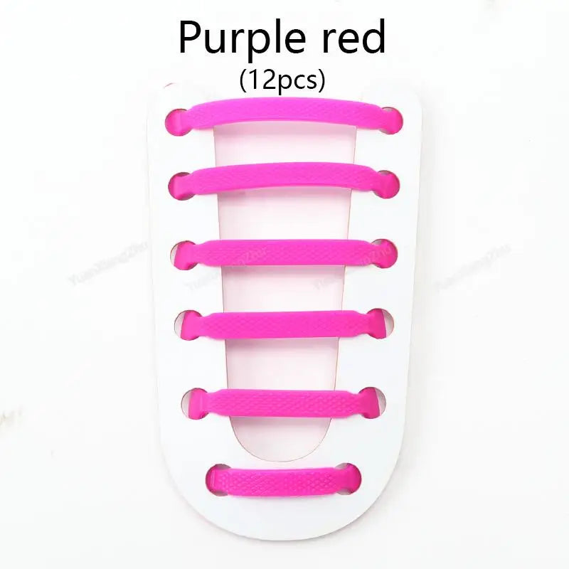 12Pcs Stretch Silicone Shoelaces No Tie Shoe laces Elastic Laces Sneakers Kids Adult Rubber Shoelace One Size Fits All Shoes