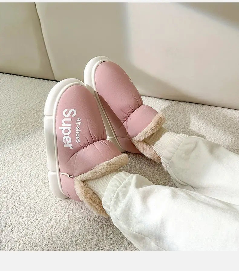 Winter Plush Men Cotton Shoes Warm Plush Men House Slippers Outdoor Soft Non Slip Women's Shoes Casual Furry Men Shoes