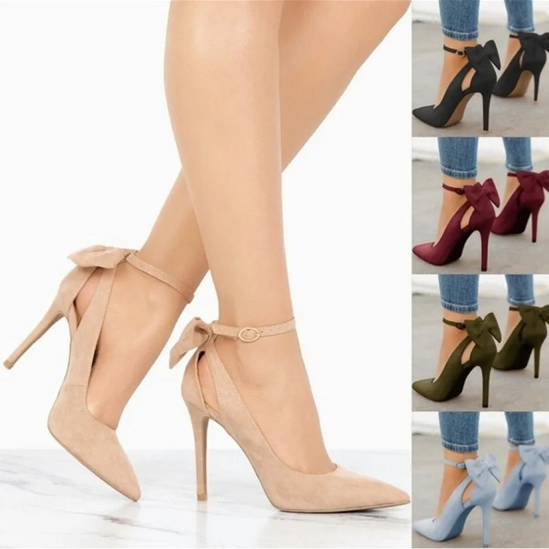 New2026 Women's Sexy High Heels Pumps Pointed Toe Buckle Strap Shoes Sweet Butterfly Party Pumps Wedding Ladies Shoes Large Size