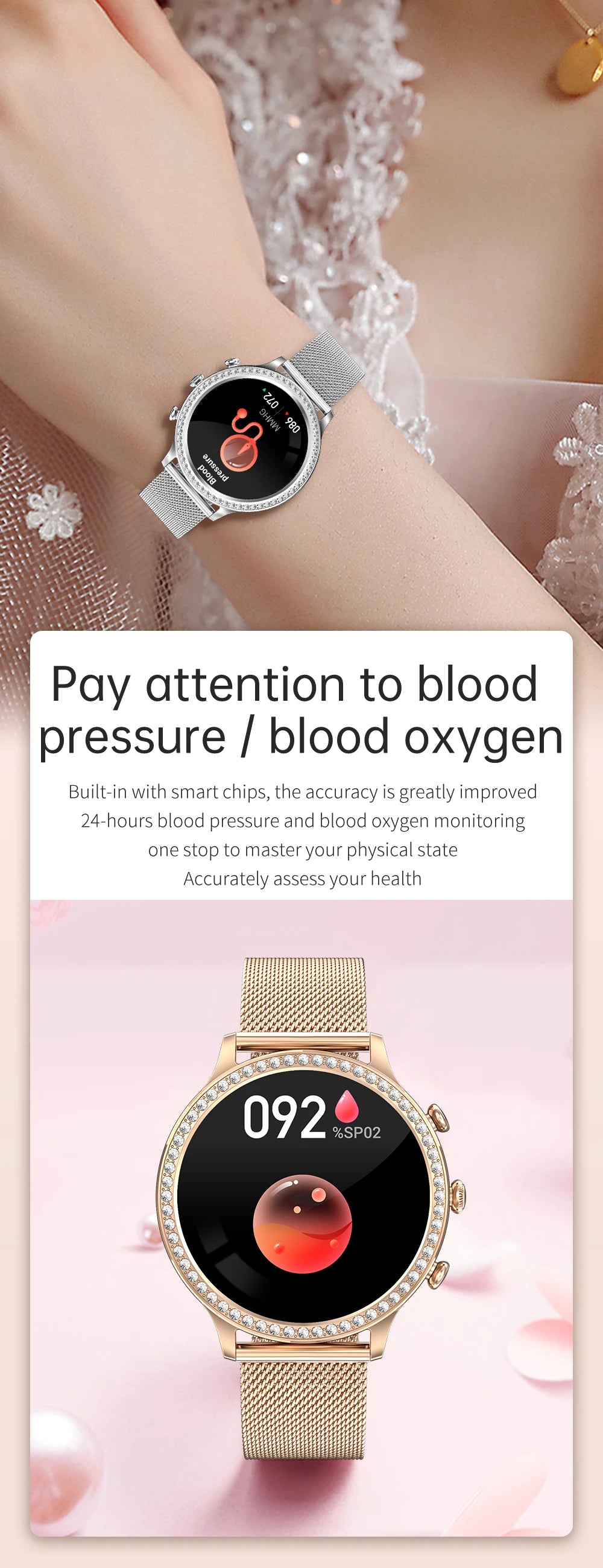 SmartWatch Women Bluetooth Call Smart Watches HD Large Screen Watches Multi-sport Mode Heart Rate Monitoring Strong Battery Life