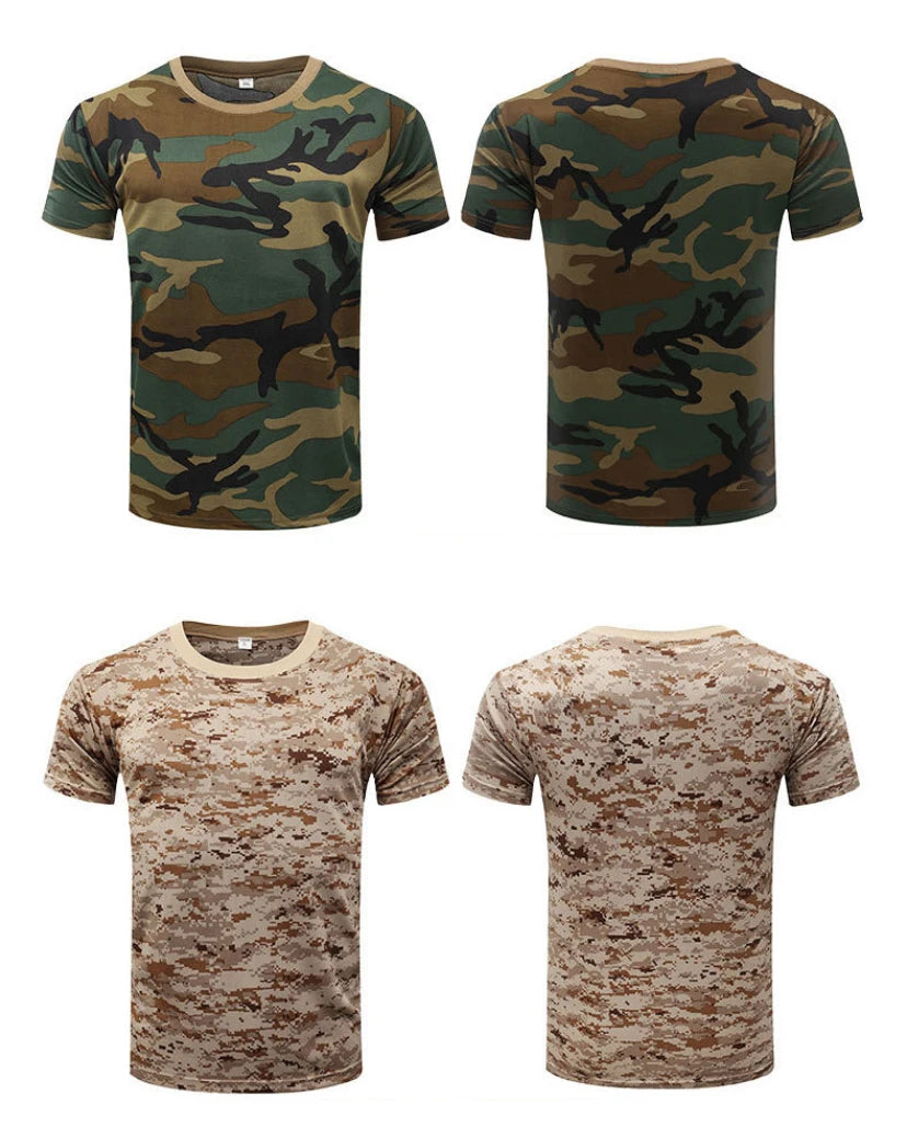 Men Casual Tactical T Shirts Short Sleeve Camouflage T-Shirt Quick Dry Outdoor Gym Top Tees Cargo T Shirt Male Clothing