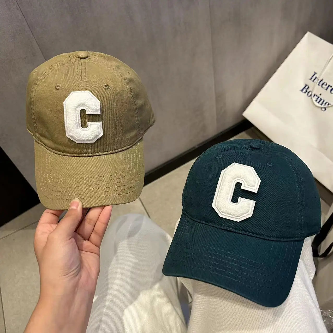 Fluorescent Yellow Duck Tongue Hat C-Letter Fashion Hip Hop Hat Casual Hat Korean Street Minimalist Sunshade Baseball Hat BAZAARHUBO