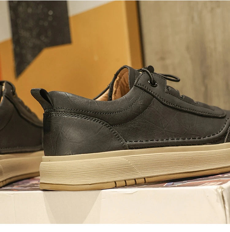 Fashion Cow Leather Casual Sneakers for Men 2025 Designer Soft-sole Men's Board Shoes Spring Autumn Sports Zapatos Para Hombre