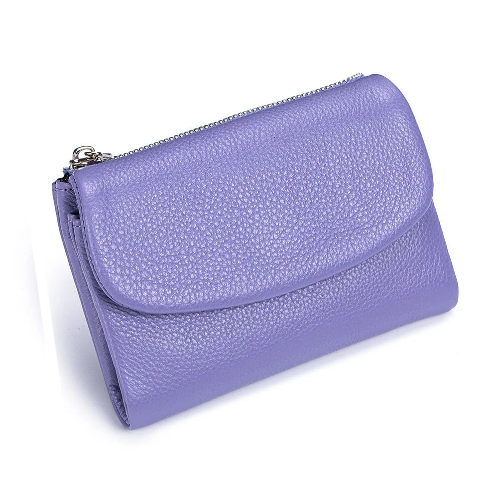 Short Genuine Leather Wallet Women RFID Card Holder Purse Ladies Mini Soft Real Cow Leather Clutch
