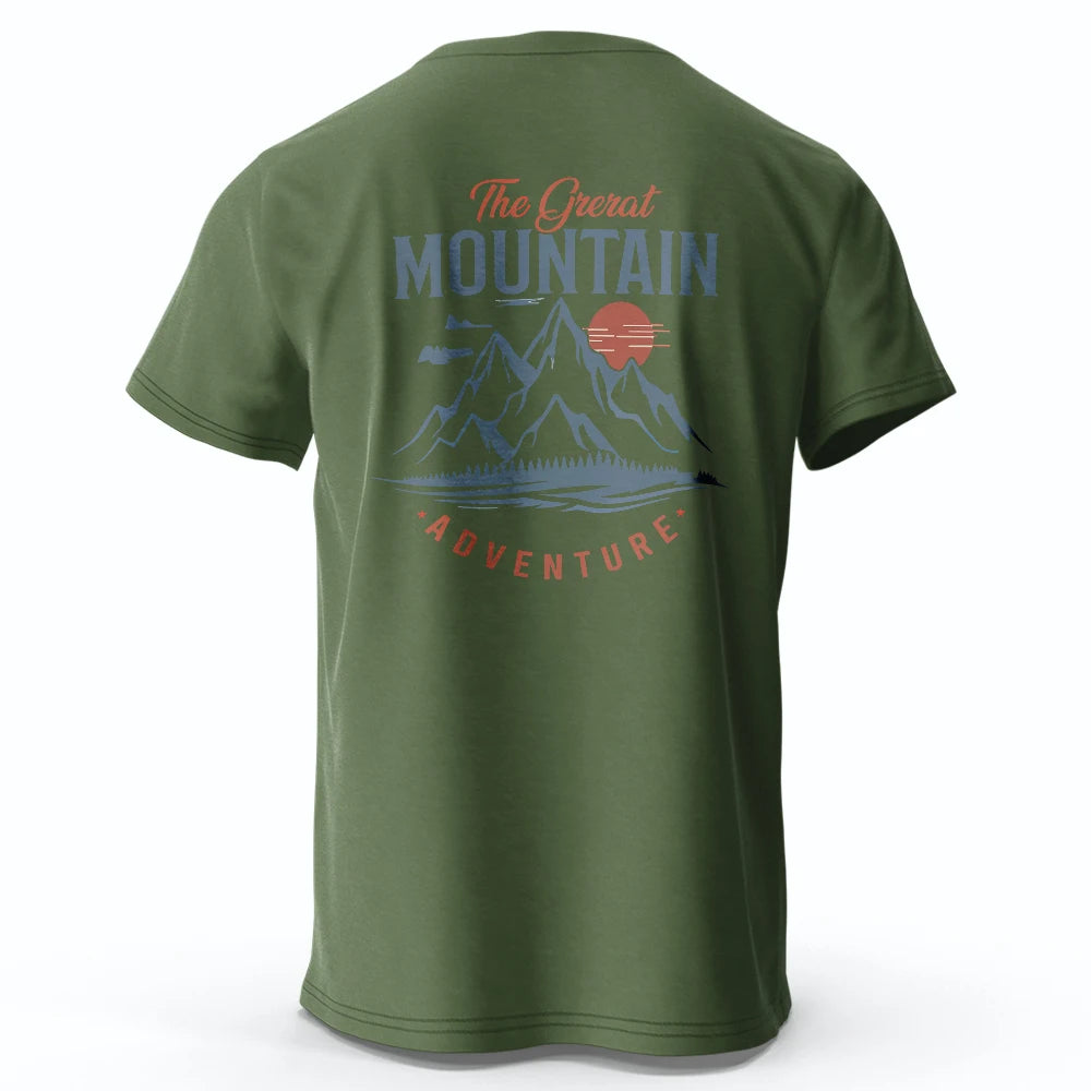 Men's Hiking Outdoor T-Shirt with Double Printed Design Cotton Tees for Men Women Sportwear
