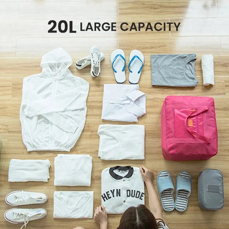 Lightweight Foldable Travel Duffel Bag Unisex Tote Carry-On Luggage for Weekenders Overnight Stays Trips Suitcase Organiser Bags