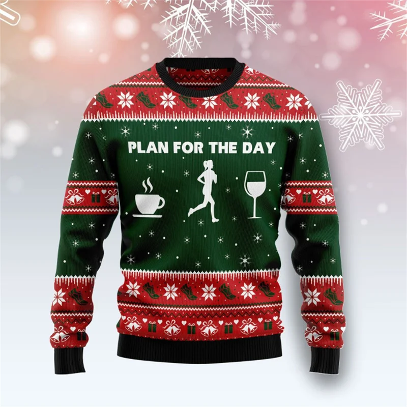 2025 Beer Graphic Sweatshirts Santa Claus Bar Party 3D Printed Ugly Christmas Sweater Unisex Pullovers Streetwear Sweatshirt