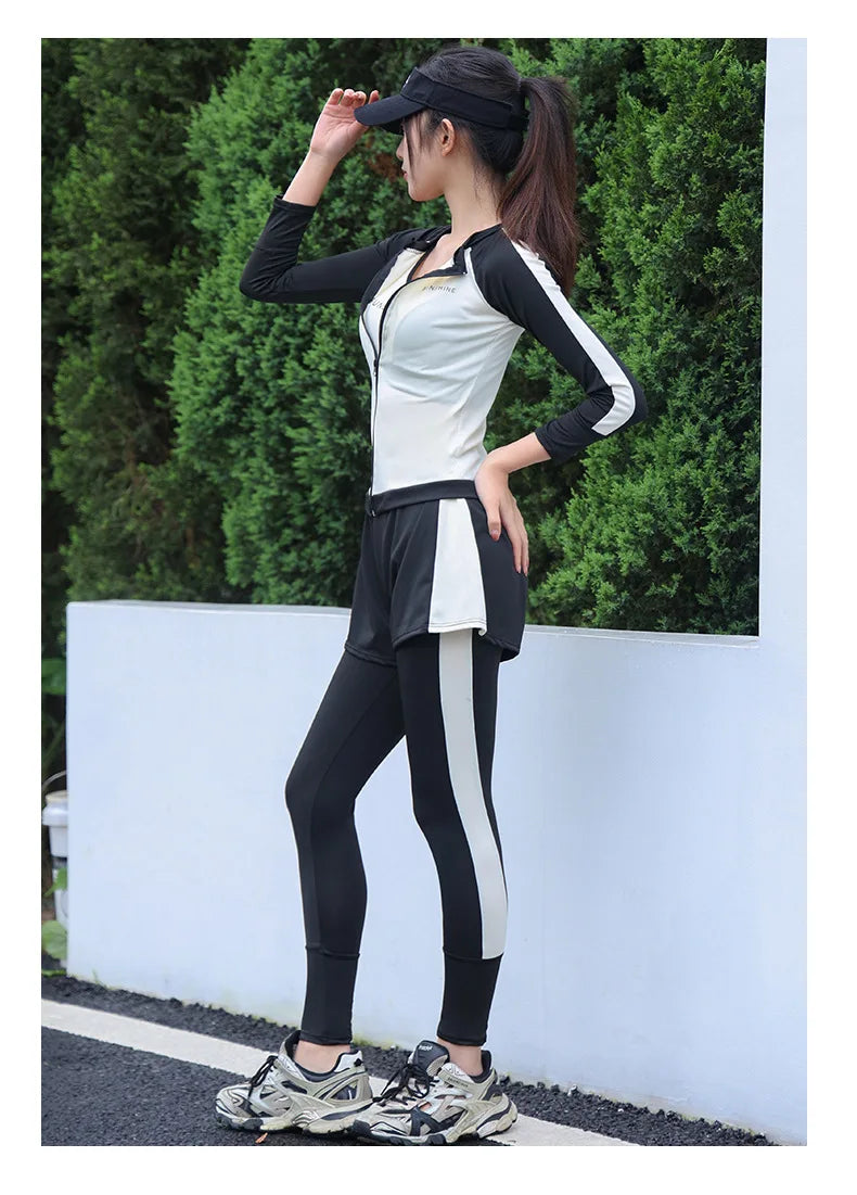 Swimsuit Women Summer Split Conservative Snorkeling Sunscreen Long Sleeve Pants Five Piece Set Jellyfish Sports Surfing Swimsuit