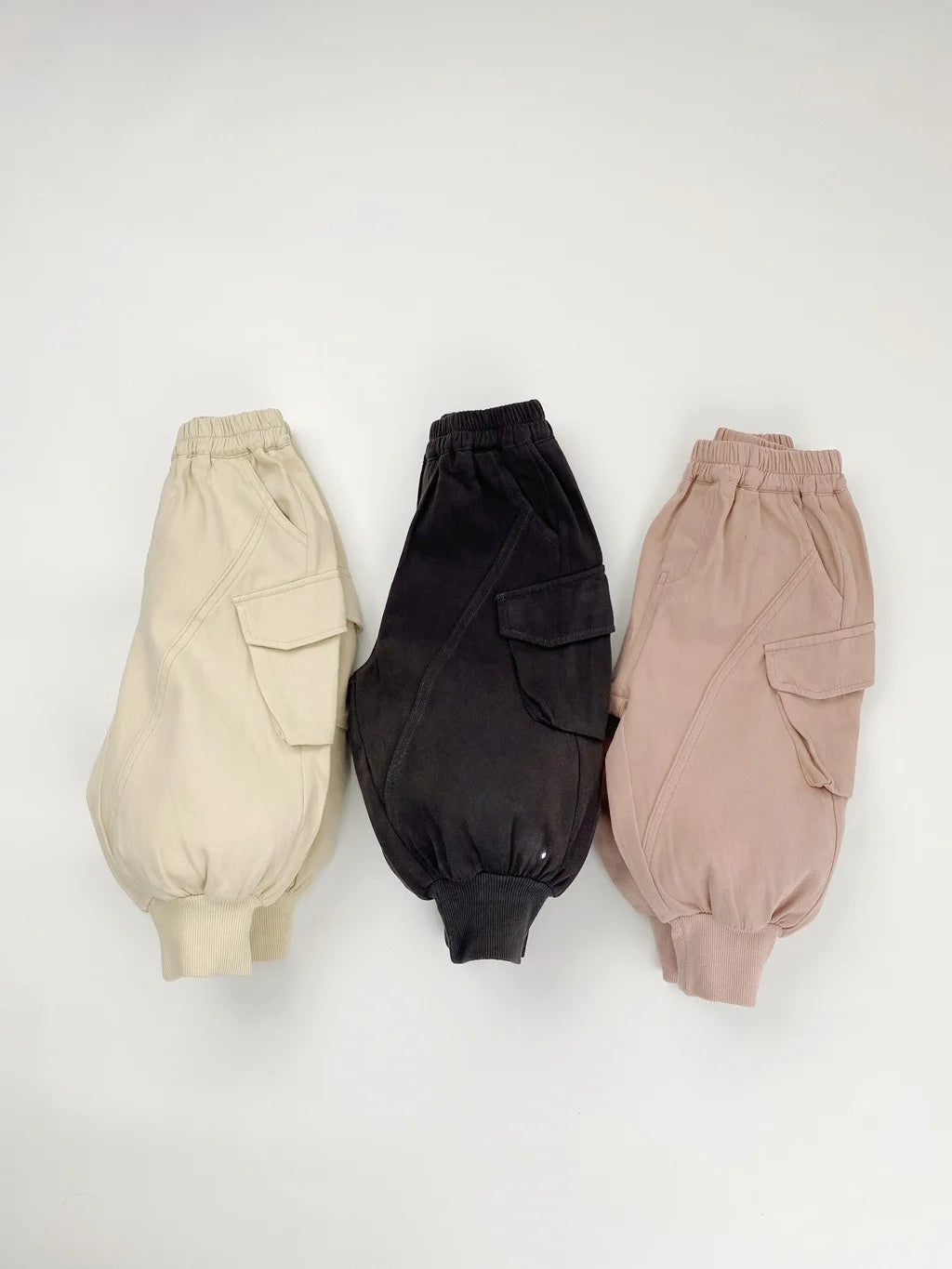 1-7 Y Kids Casual Pants  2026 Spring New Arrivals Korean Style Loose-Fit Cuffed Ankle Cargo Pants with Pockets for Boys and Girl