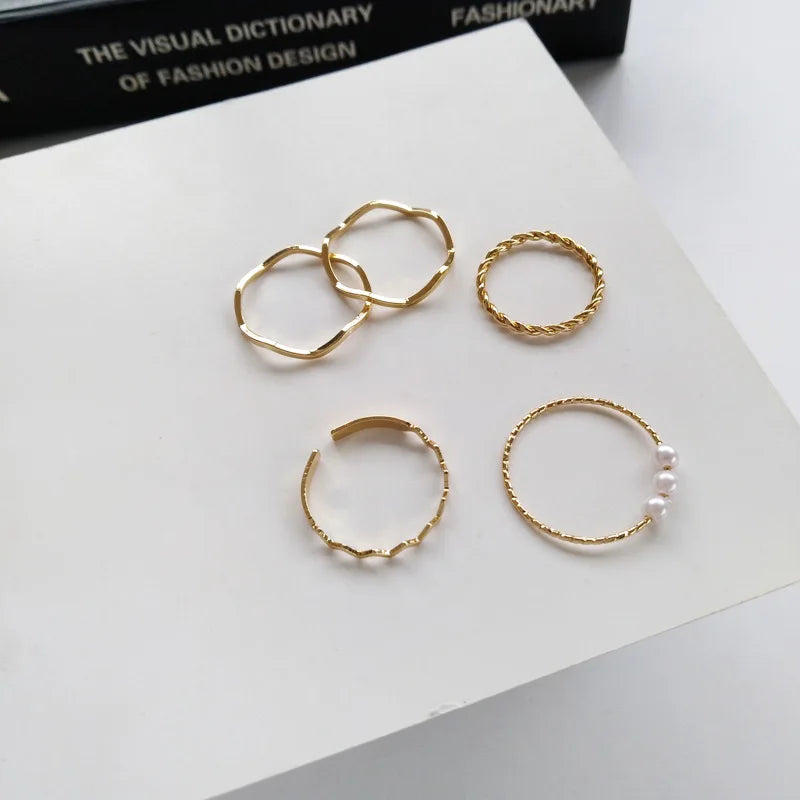 3pcs/set Bohemian White Enamel Round Metal Ring Sets Geometric Twist Open Adjustable Rings Sets for Women Girl Wedding Jewelry