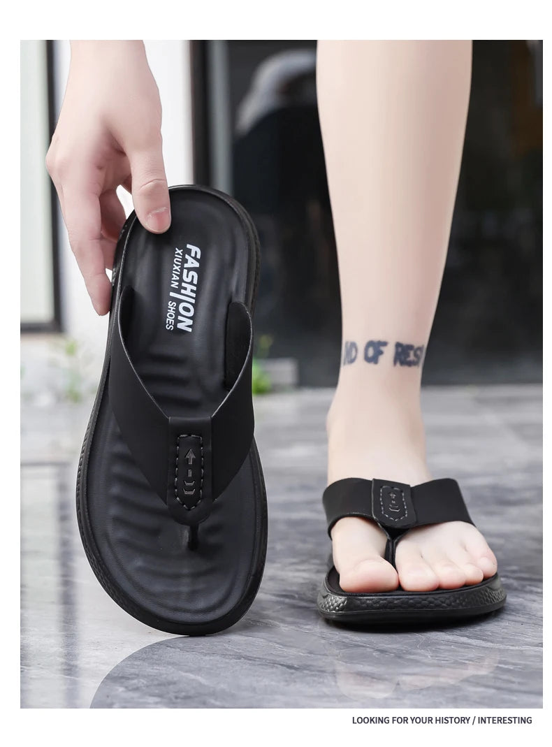 Summer men's high-quality outdoor casual slippers flip flops anti slip waterproof comfort beach shoes youth versatile sandals