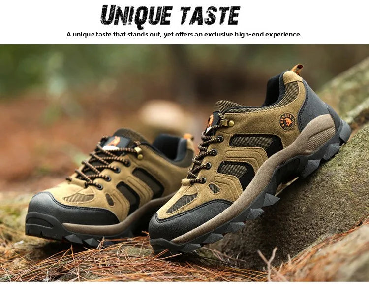 Men's Outdoor Climbing Shoes Breathable Waterproof Sports Hiking Shoes Rubber Outsole Low Cut Lace up Casual Shoes
