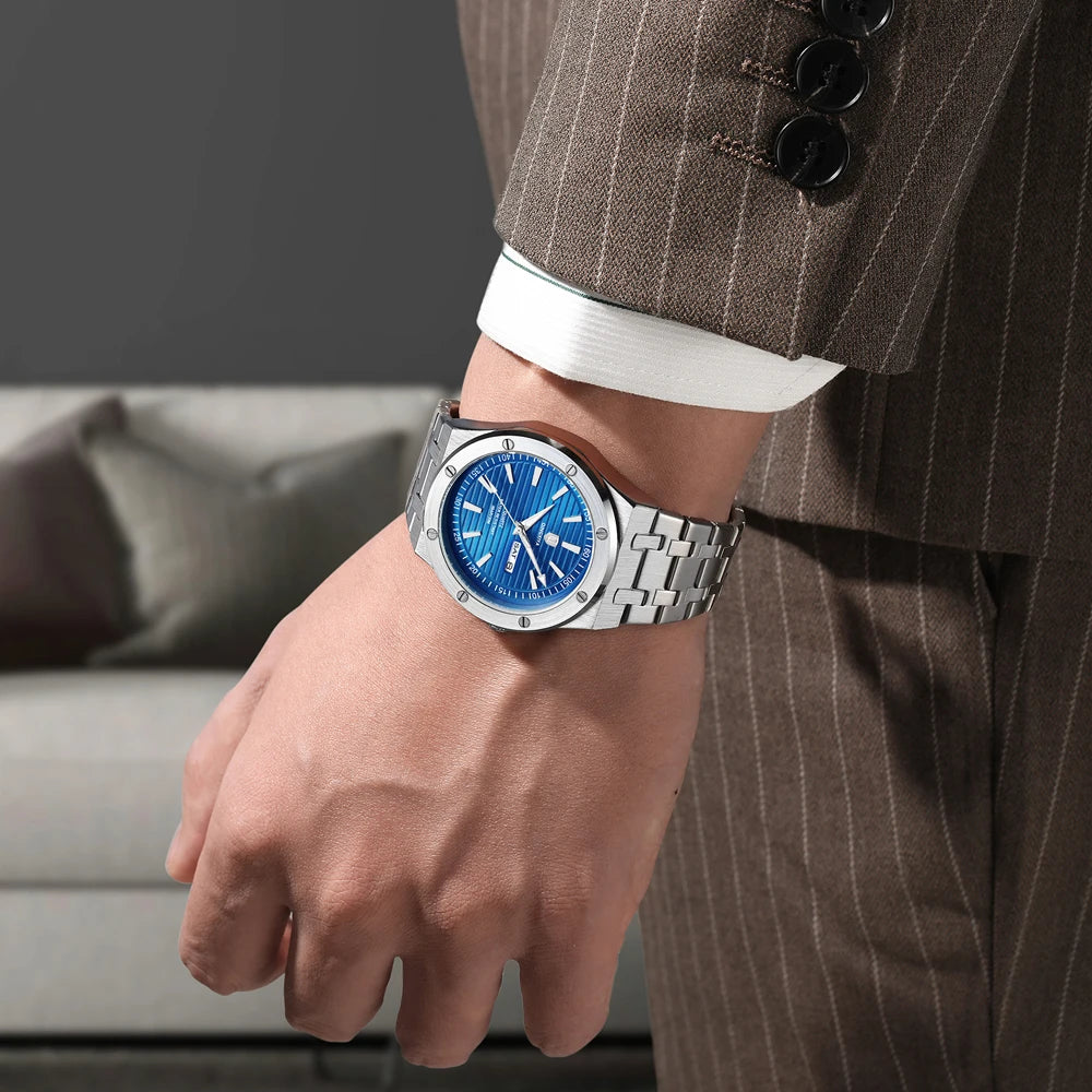 QINGXIYA New Mens Quartz Watches Top Brand Luxury Week Date Man Wristwatch Stainless Steel Waterproof Luminous Sports Men Watch