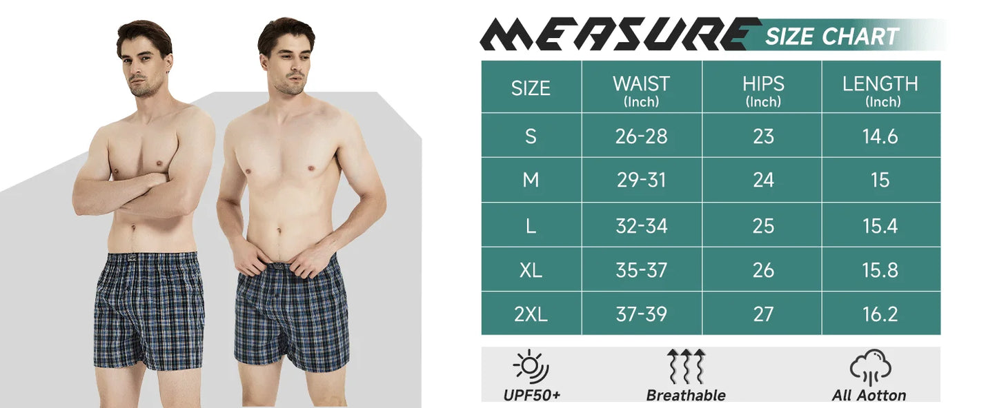 JupiterSecret 6 Pcs Men's Woven Boxer Shorts, Elastic Waistband Random Color