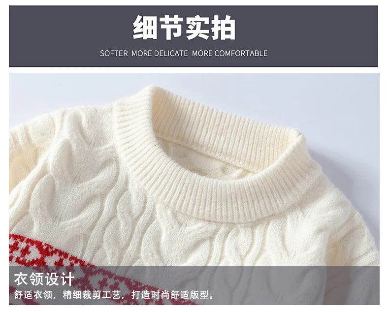 2024 Winter sweater new High End Luxury Cashmere Sweater Men Thick Warm Mens Sweaters With Deer Korean Harajuku Christmas Jumper